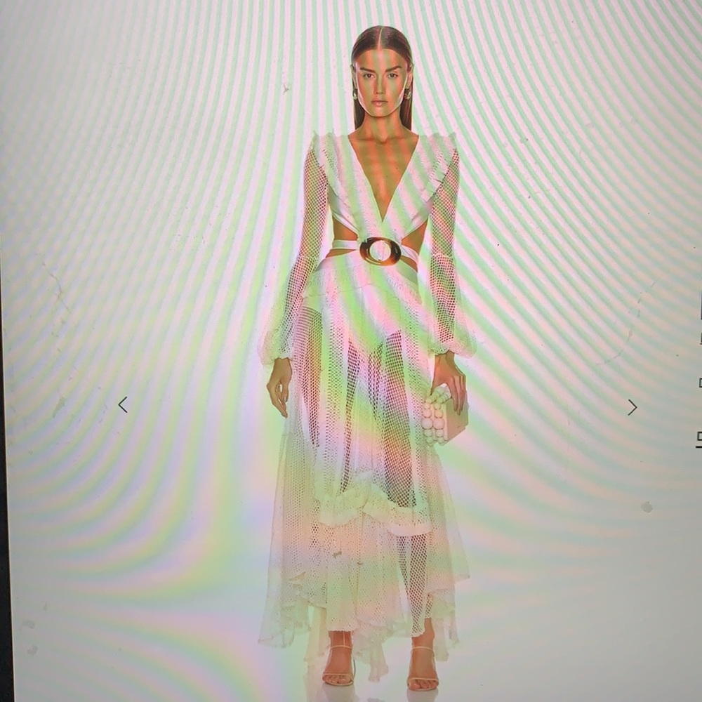 PatBO long sleeve fringe beach dress medium